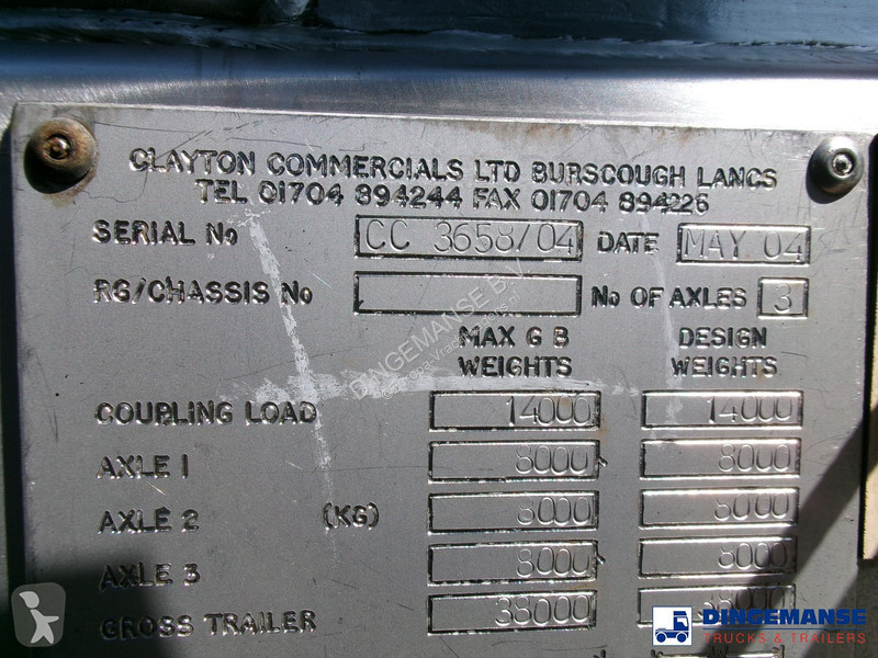 Semi reboque Clayton Bitumen tank inox 33 m3 /...