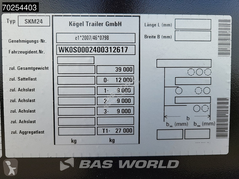 Semi remorque Kögel SKM24 3 axles NEW Direkt...
