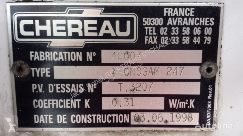 Semiremorca Chereau Tecnogam 247 Chłodnia 27EP...