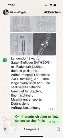Semiremorca Langendorf 3 Achs Tieflader für...