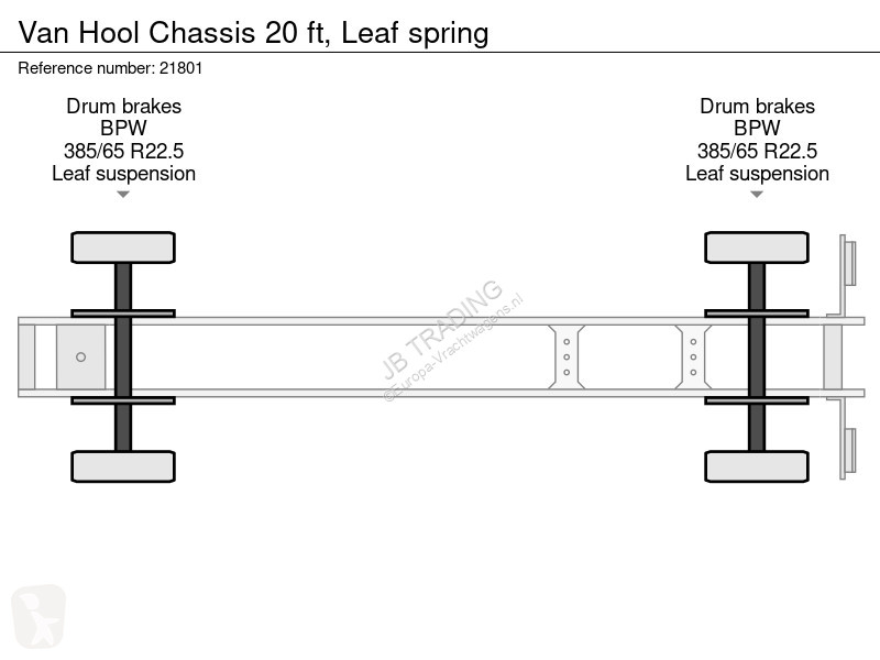 نصف مقطورة Van Hool Chassis 20 ft, Leaf spring