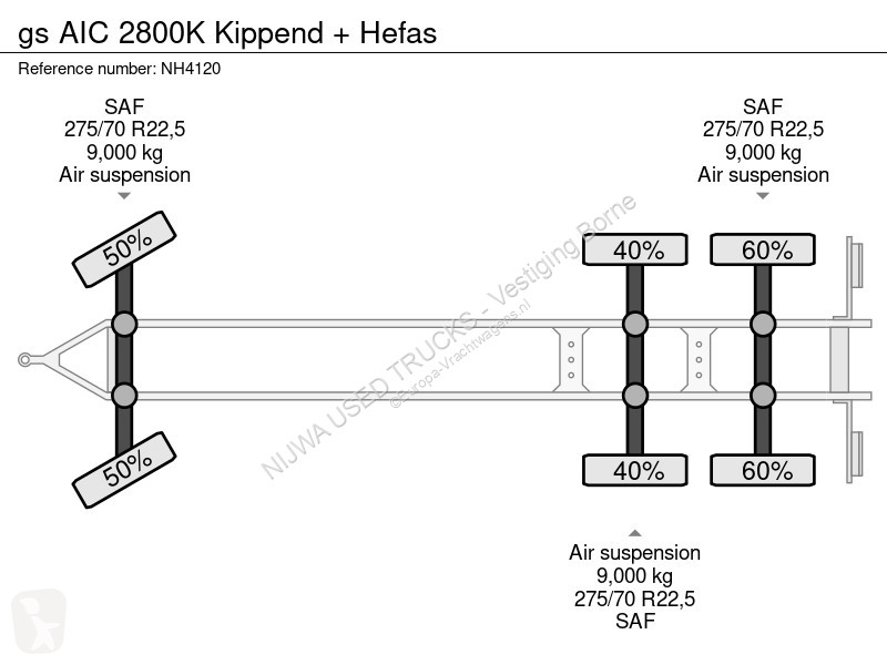 Félpótkocsi  AIC 2800K Kippend + Hefas
