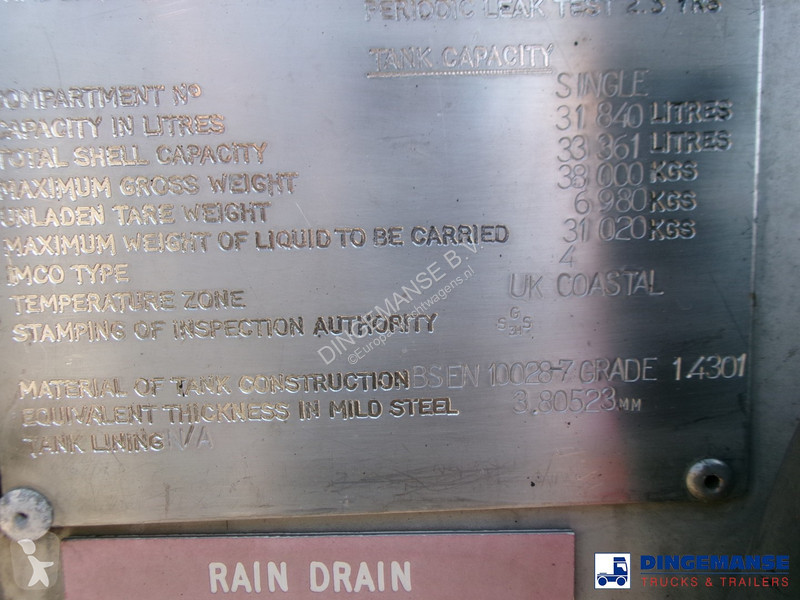 Semiremorca Clayton Bitumen tank inox 33 m3 / 1...