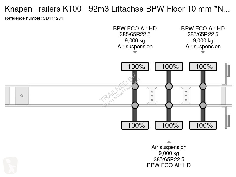 Semiremorca  K100 - 92m3 Liftachse BPW Floor 10...