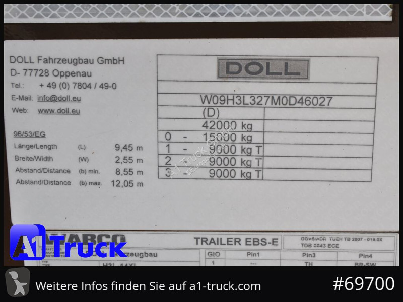 نصف مقطورة Doll H3L-14XL Holz Tele, Lenk,275...