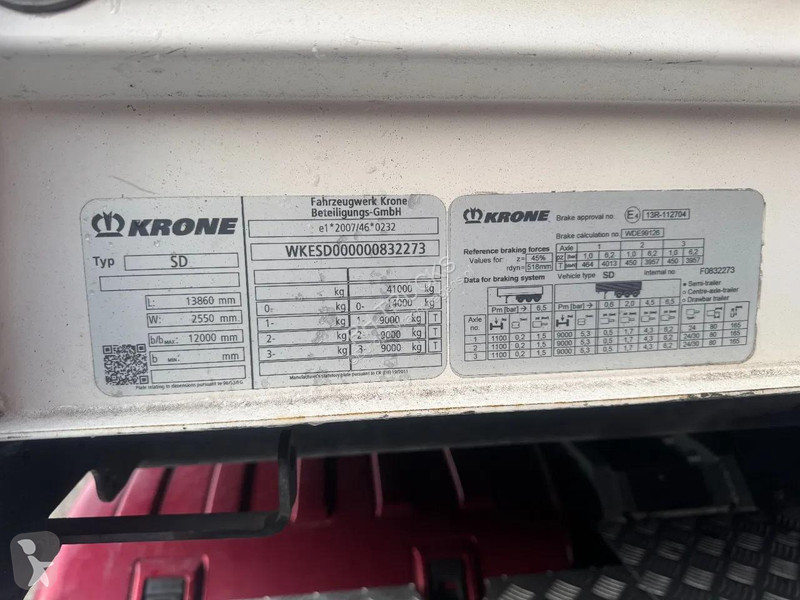Oplegger Krone 3 AXLE - 1 LIFT AXLE - SLIDING ROOF