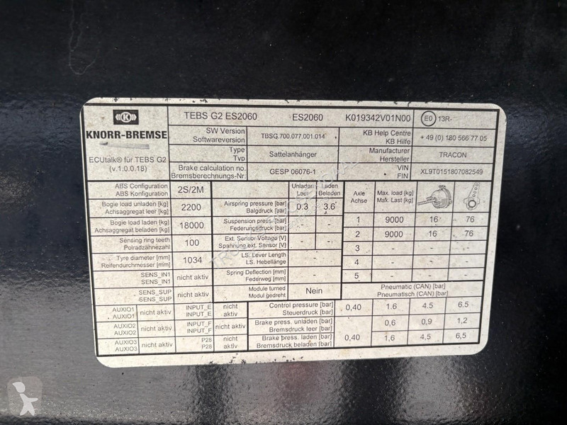 نصف مقطورة Tracon Uden Trailers TO 2 + 2 X BPW...