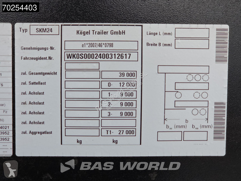Semi remorque Kögel SKM24 3 axles NUEVO...