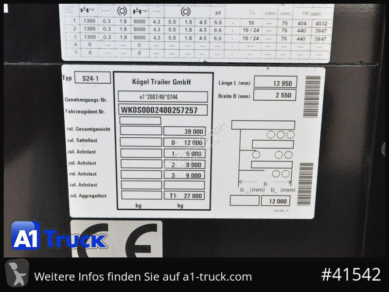 Oplegger Kögel S24-1 Mega, Light SAF,  Code XL
