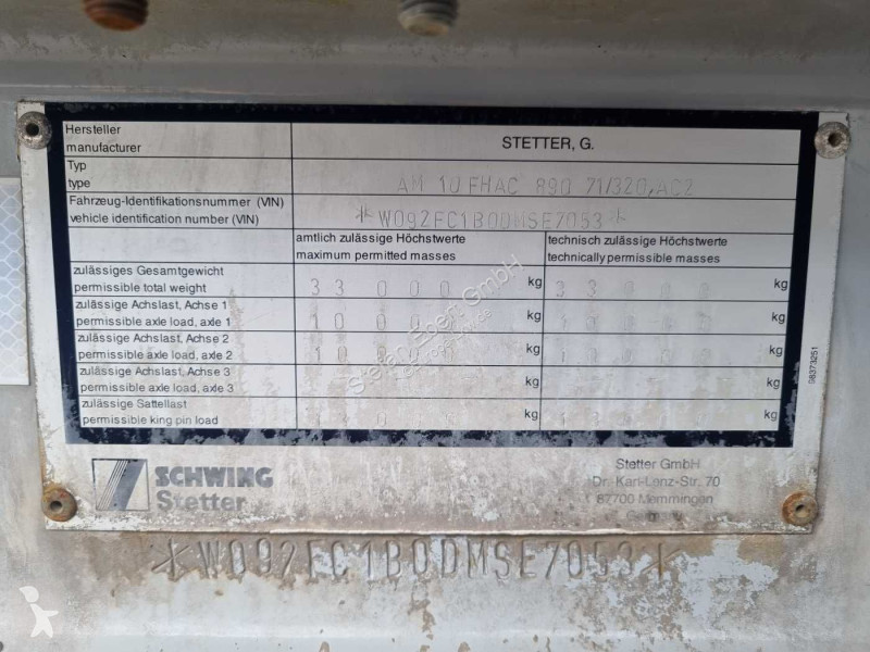 نصف مقطورة Stetter Schwing/Stetter AM 10...