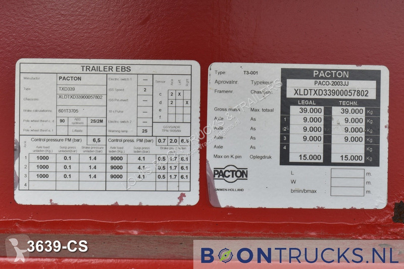 Semitrailer Pacton T3-001 | SLIDING ROOF * SAF...