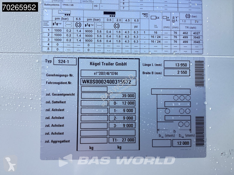 Semiremorca Kögel S24-1 3 axles Koffer...
