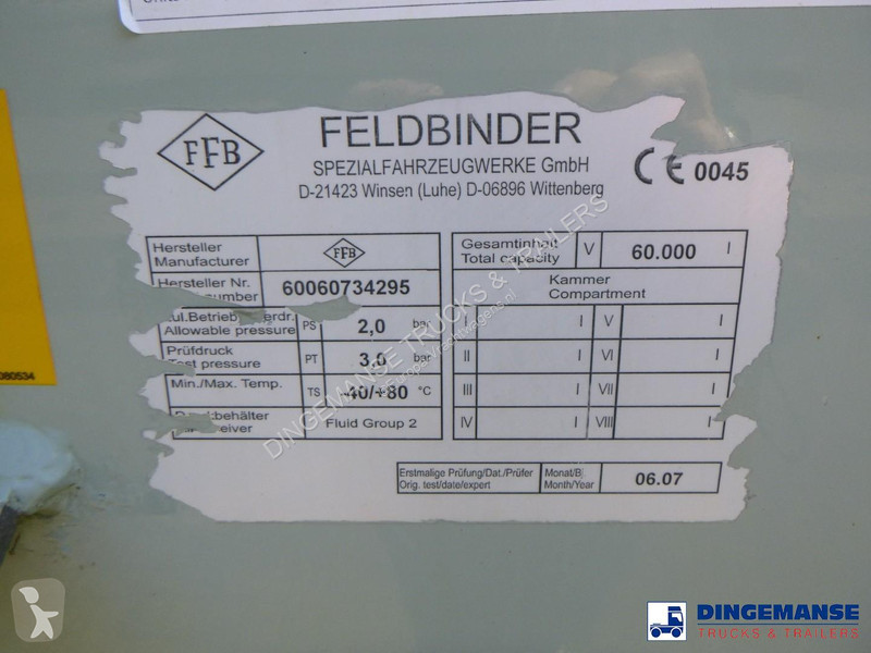 Semi remorque Feldbinder Powder tank alu 60 m3...