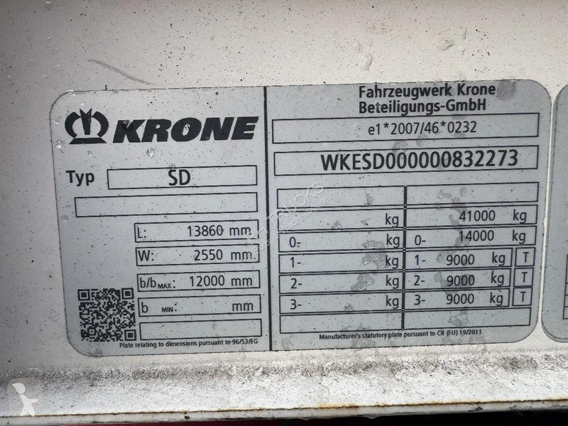 Oplegger Krone 3 AXLE - 1 LIFT AXLE - SLIDING ROOF