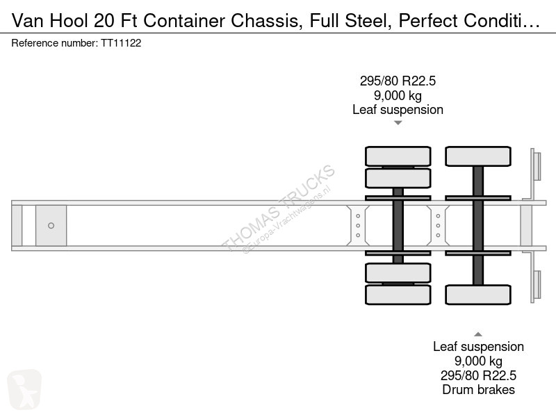 نصف مقطورة Van Hool 20 Ft Container Chassis,...