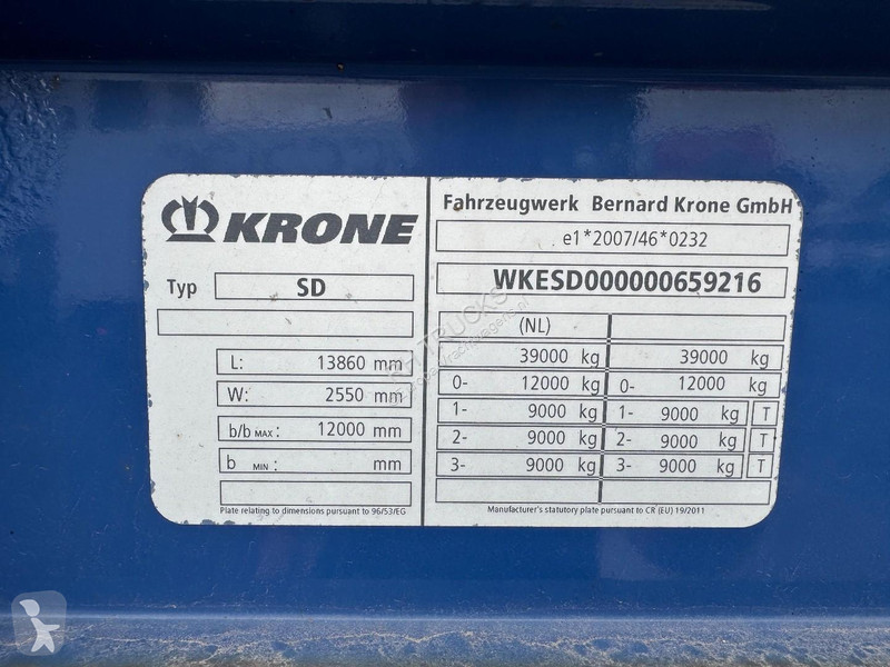 نصف مقطورة Krone 3 AXLE - SAF - SLIDING ROOF
