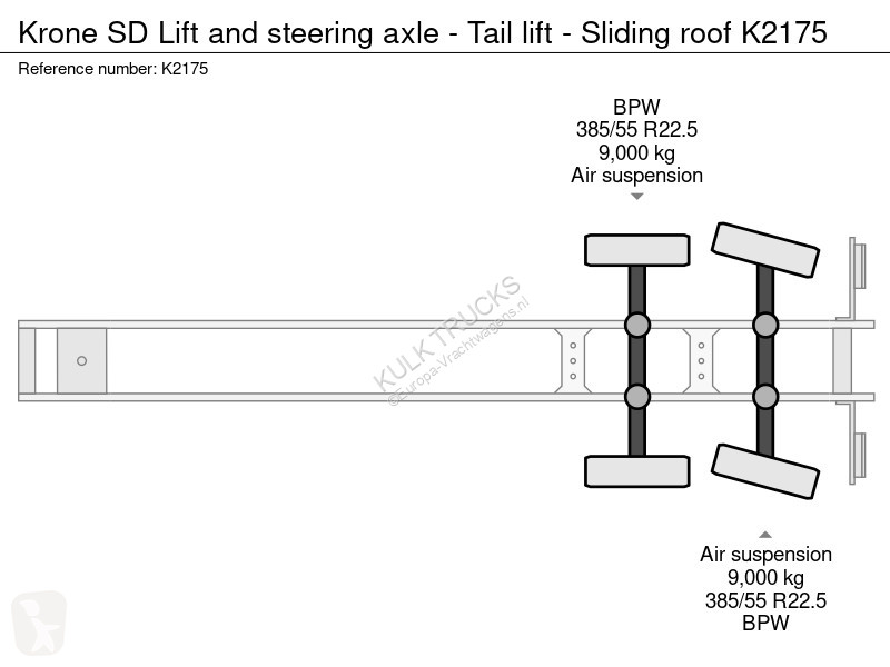 نصف مقطورة Krone Lift and steering axle - Tail...