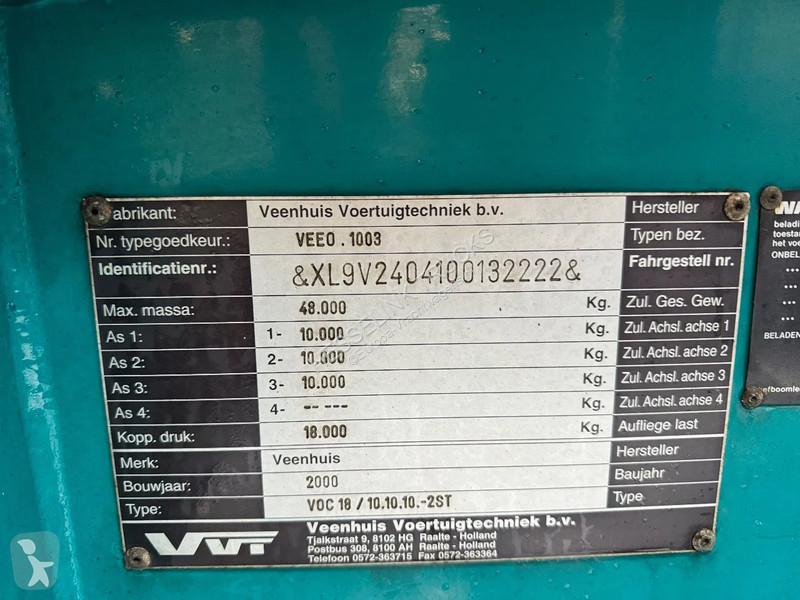 Sættevogn Veenhuis 36m3 RVS Mestoplegger...