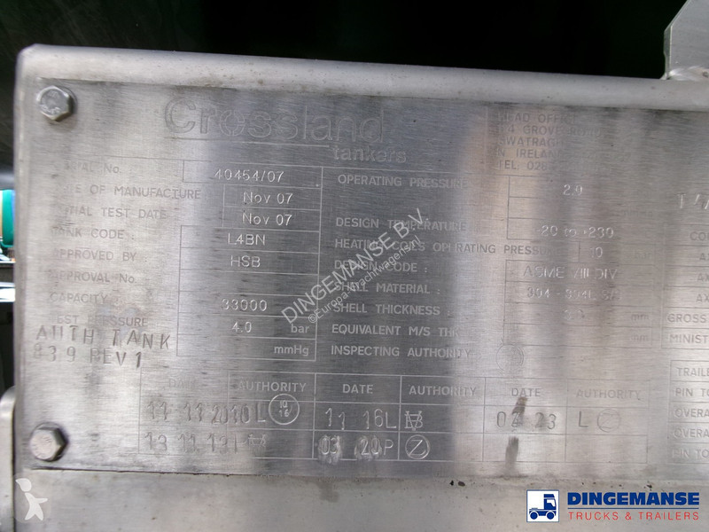 Semiremorca Crossland Bitumen tank inox 33 m3 /...