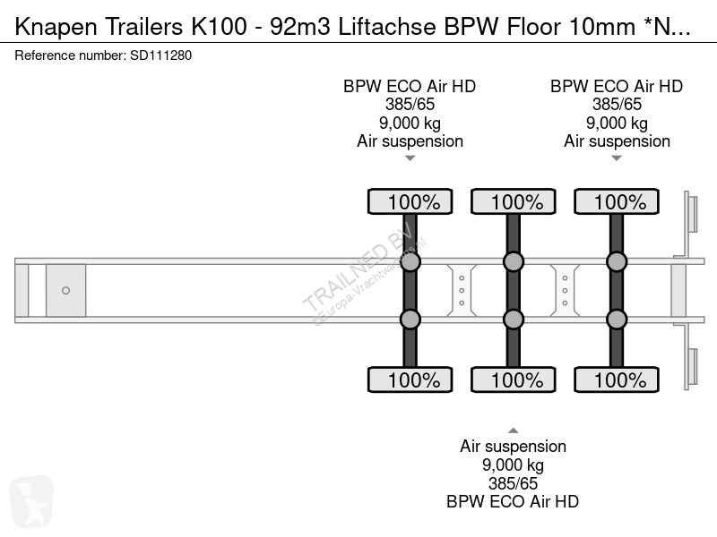 Semiremorca  K100 - 92m3 Liftachse BPW Floor...