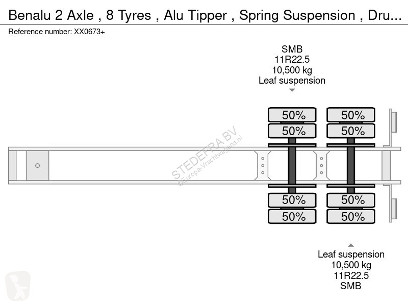 Semi remorque Benalu 2 Axle , 8 Tyres , Alu...