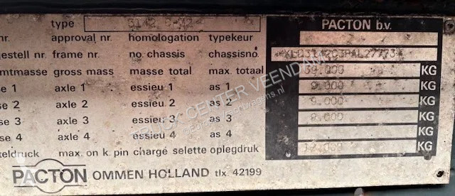 Semitrailer Pacton Containerchassis 20/30ft 2...