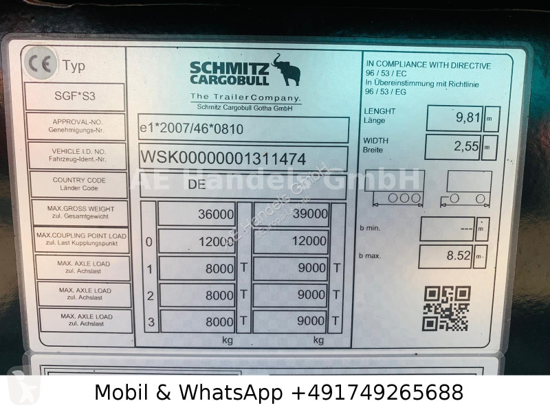 نصف مقطورة Schmitz Cargobull SGF*S3 Stahl 31m³...