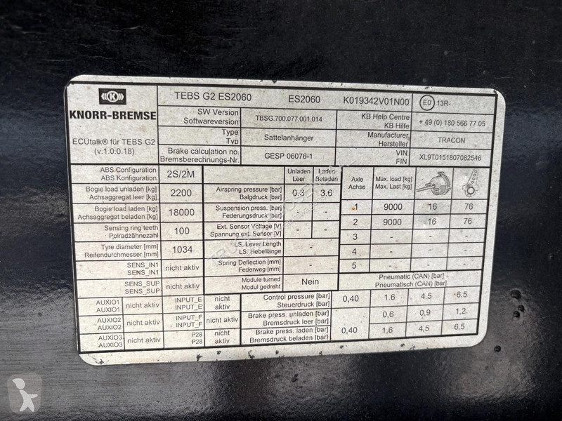 Sættevogn Tracon Uden Trailers TO 2  + 2 X BPW...