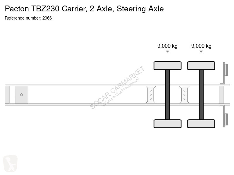 Semirimorchio Pacton TBZ230 Carrier, 2 Axle,...