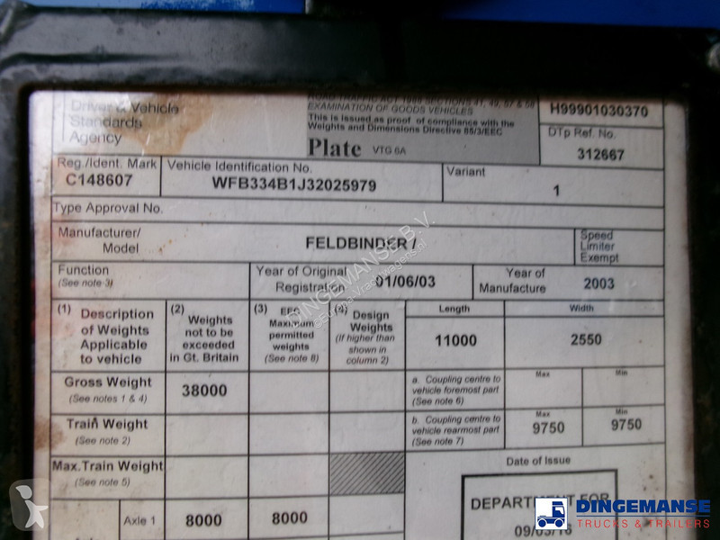 Semiremorca Feldbinder Powder tank alu 41 m3...
