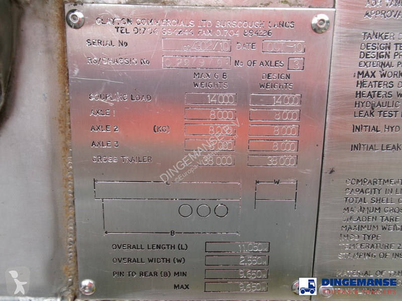 Semiremorca Clayton Chemical tank inox 18 m3 /...