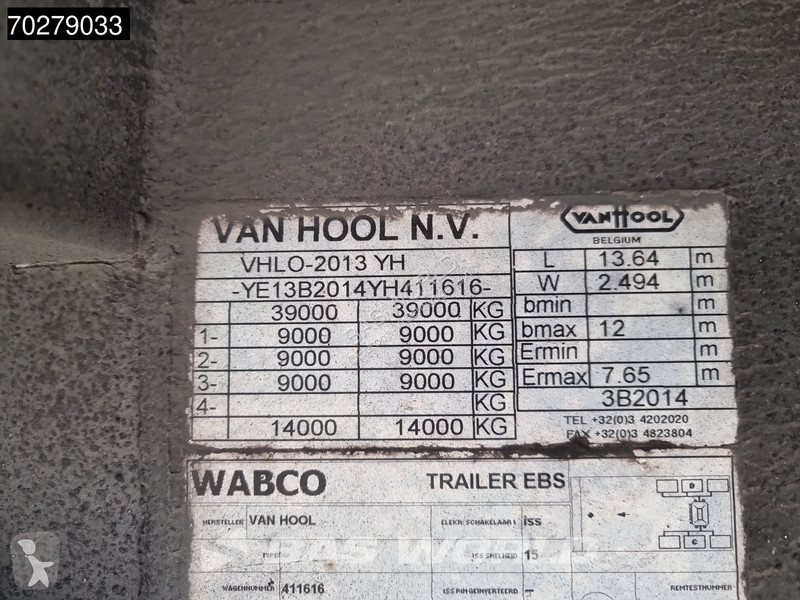 Semitrailer Van Hool VHLO-2013 YH 3 axles 92m3