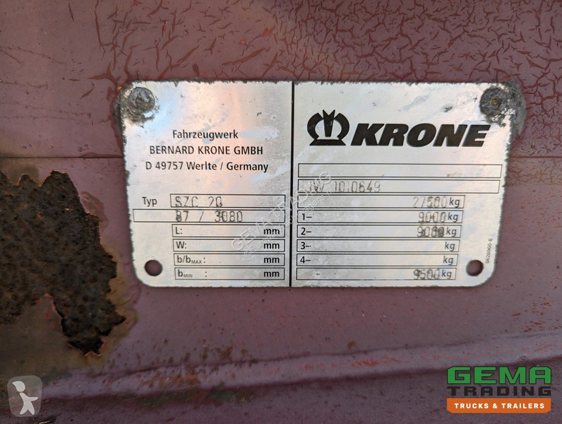 Semiremorca Krone SZC 20FT 2-Assen ROR - STEEL...