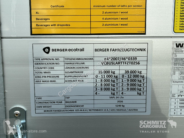 نصف مقطورة Berger Curtainsider Standard Getränke