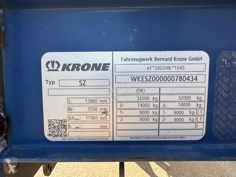 Krone 2 AXLE SAF + SLIDING ROOF semi-trailer