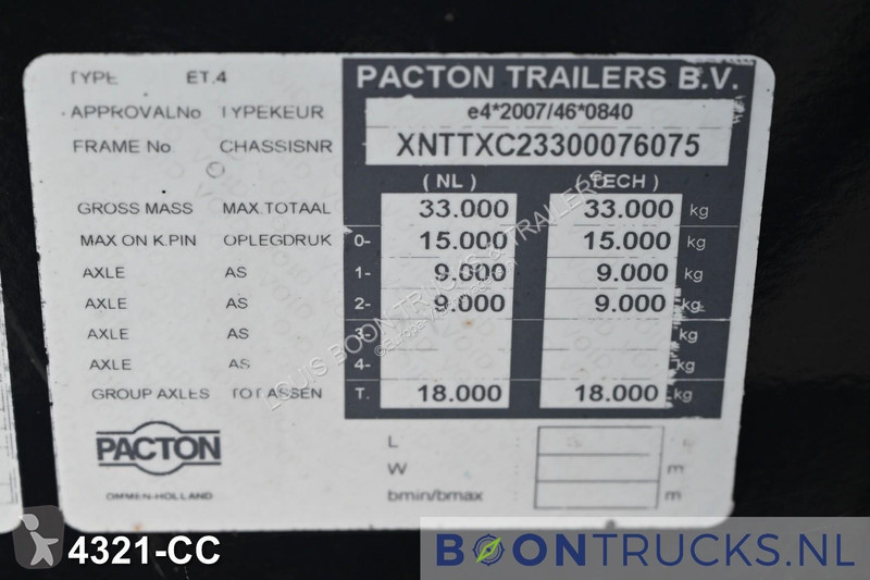 Sættevogn Pacton ET4 | 20ft * 2810KG * SAF/DRUM...