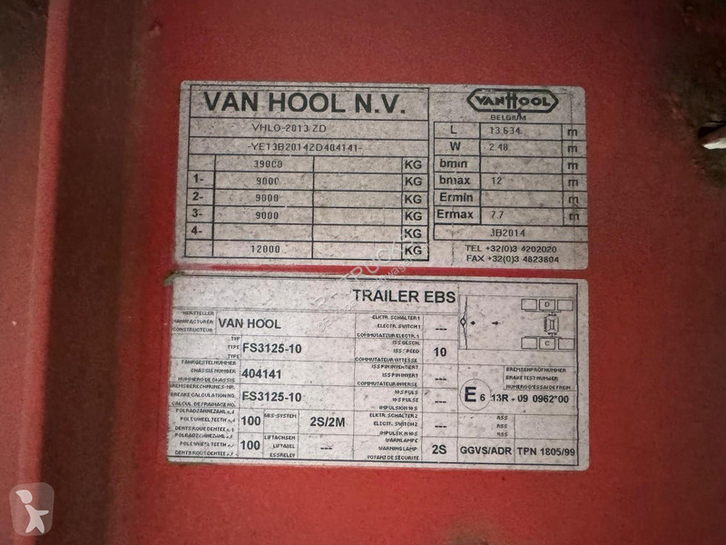 Oplegger Van Hool 3B2014 3 AXLE BPW + SLIDING ROOF