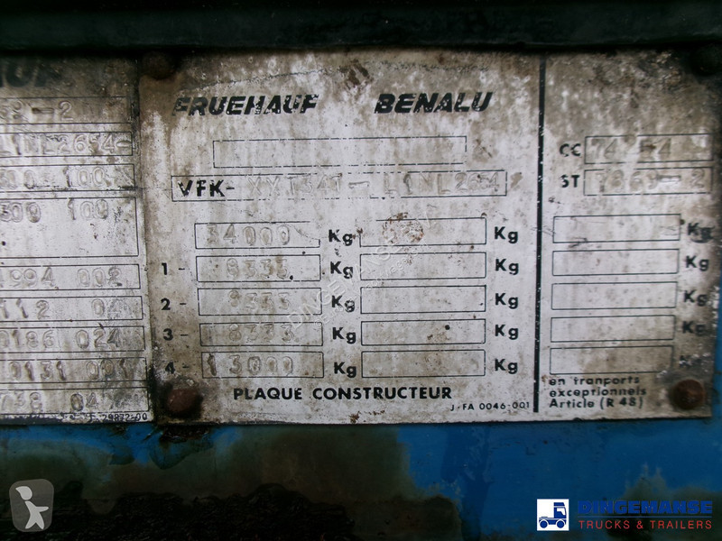Semi remorque Fruehauf Bitumen tank inox 31 m3...