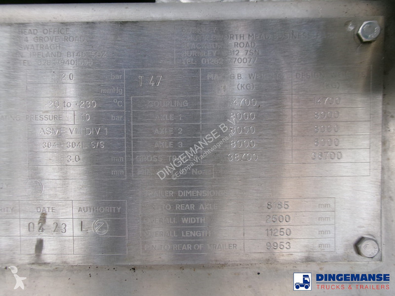 Semiremorca Crossland Bitumen tank inox 33 m3 /...