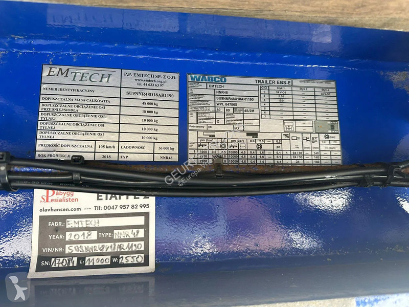 Semirimorchio Emtech NNR48 3 ASSER HYDRAULISCHE...
