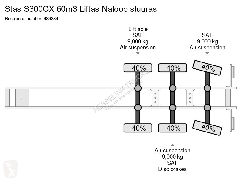 Sættevogn Stas S300CX 60m3 Liftas Naloop stuuras