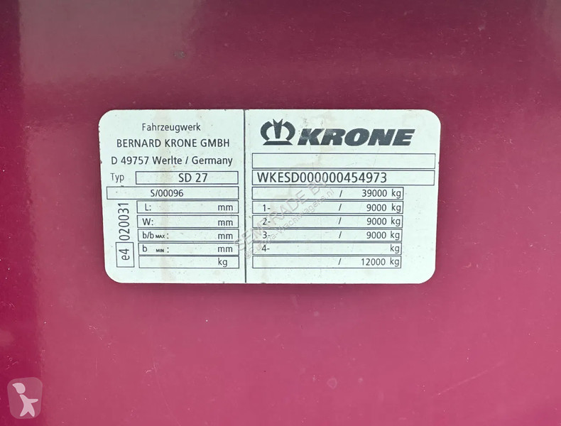 Semitrailer Krone 27 BPW AXLES LIFT AXLE DISC...