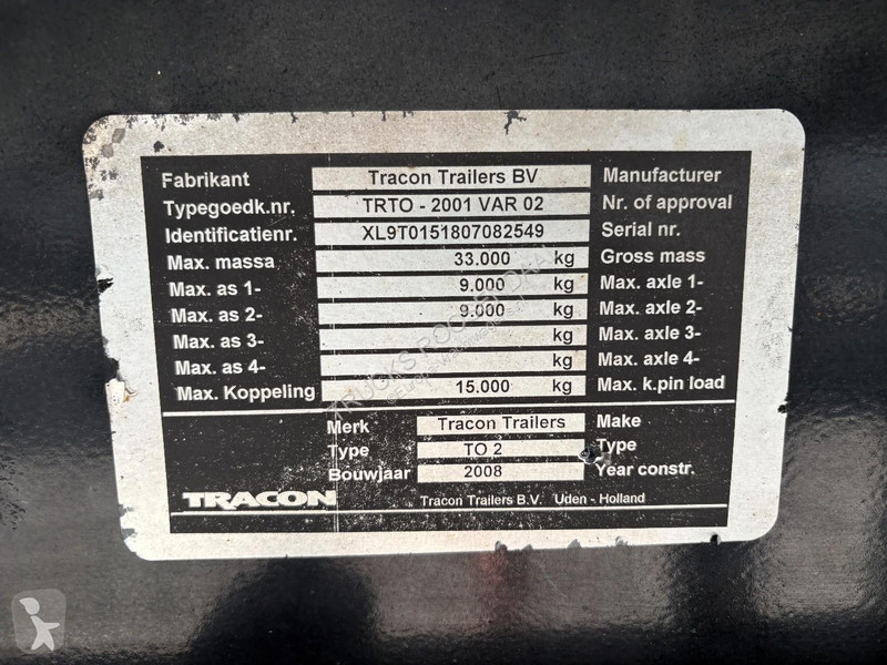 نصف مقطورة Tracon Uden Trailers TO 2 + 2 X BPW...