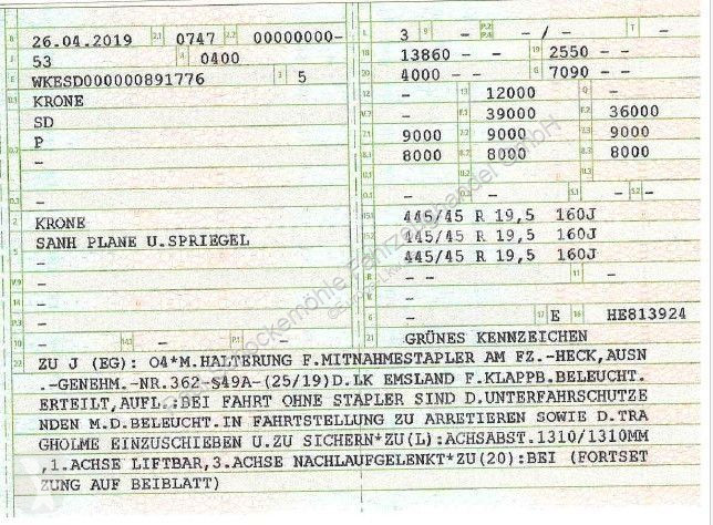 Напівпричіп Krone 27*Mega*SAF*LiftA*LenkA*StaplerH