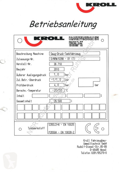 Semirremolque  KROLL Saug-Druck-Tankfahrzeug |...