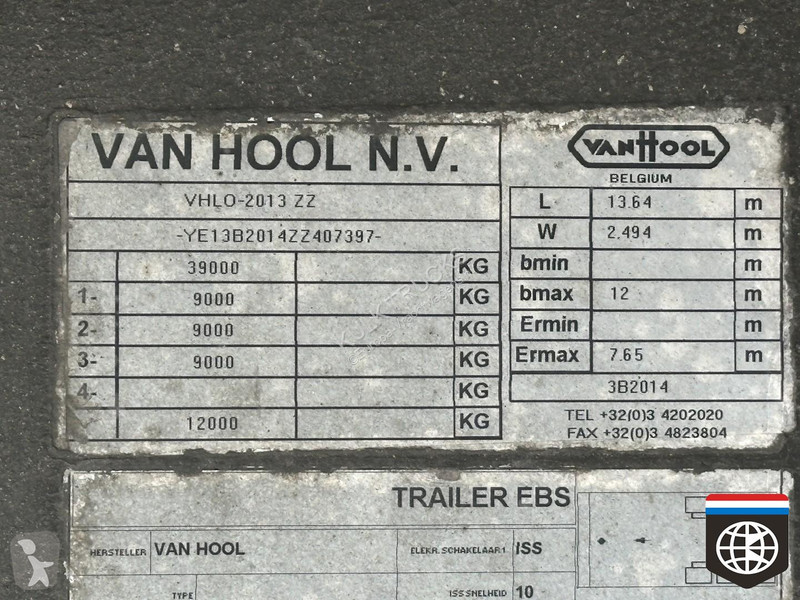 Semirimorchio Van Hool 3B2014 BOX Trailer -...