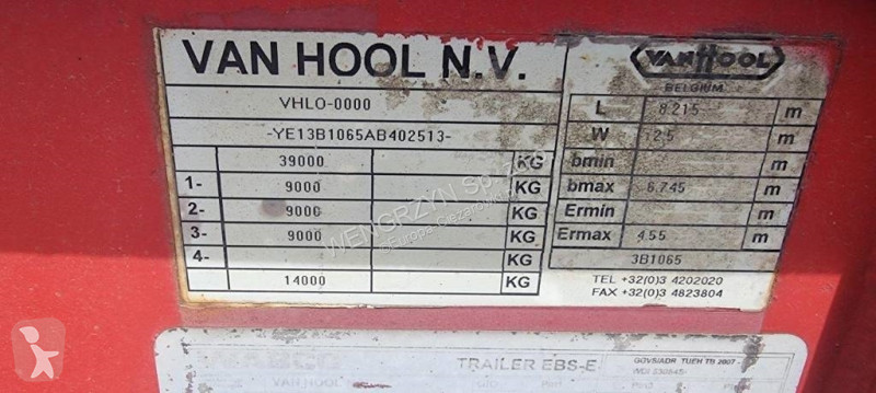 Oplegger  Naczepa kontenerowa VAN HOOL pionowy...