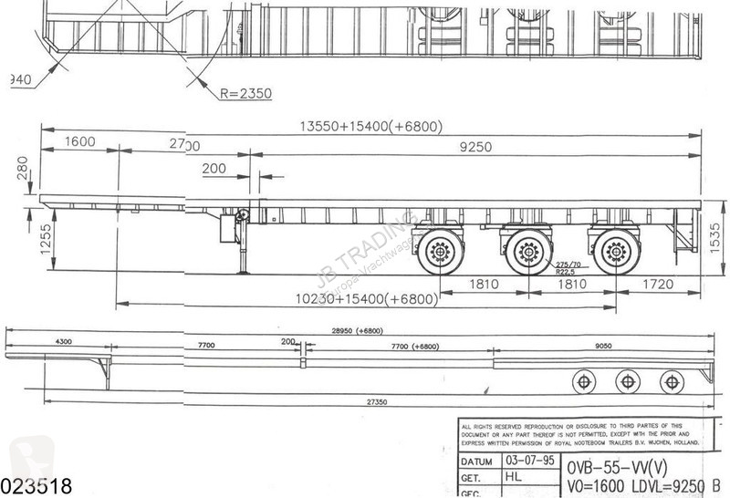 Semitrailer Nooteboom open laadbak 55000 KG,...