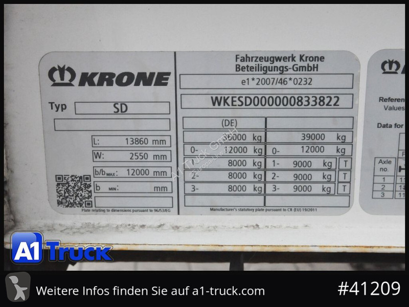 Semitrailer Krone SD, Getränke, Safe Curtain,...