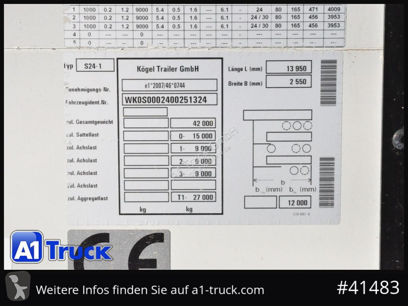 Oplegger Kögel S 24 Tautliner, Alufelgen, neue...